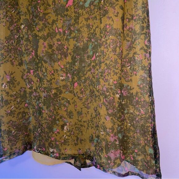 J Crew Size 8 Silk Floral Print Sleeveless Blouse Brown Top Ruffle - Picture 7 of 7